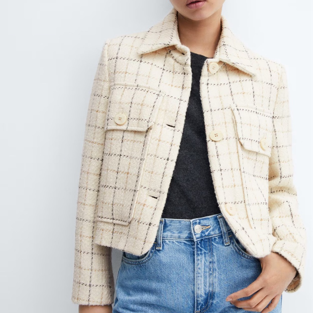 MANGO checkered tweed jacket